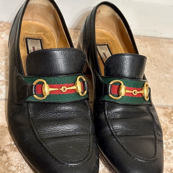 GUCCI UNISEX leather loafers green & red web - Picture 4 of 7